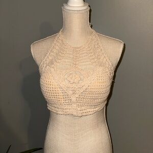 Crochet Halter Top in Cream